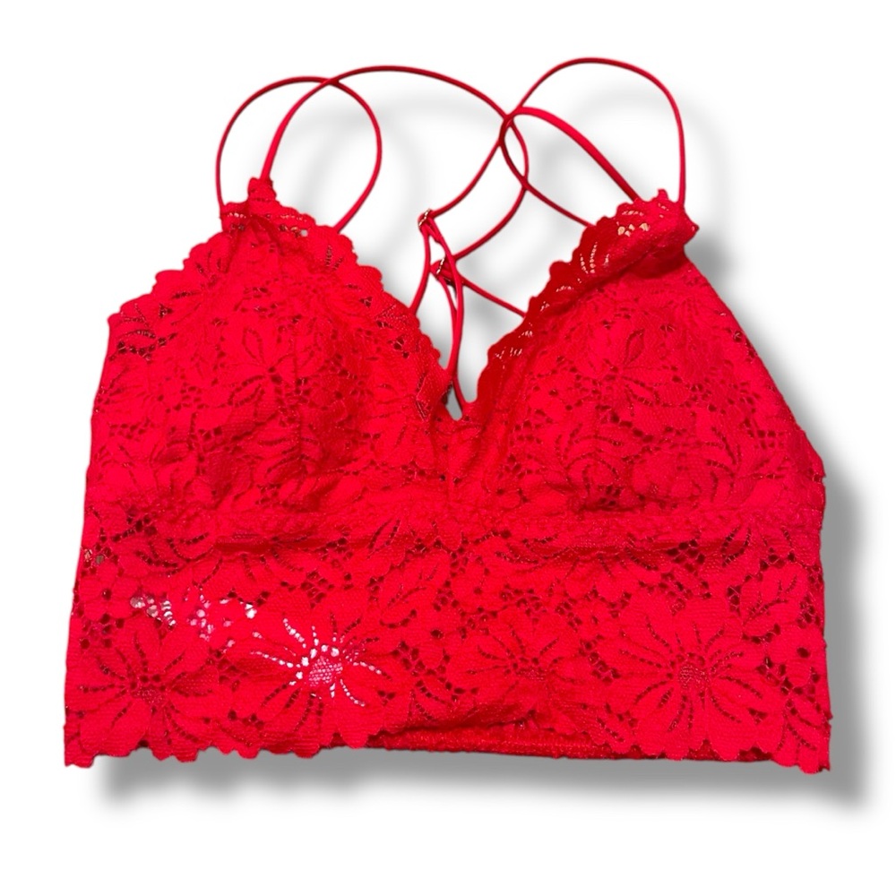Victoria’s Secret PINK red lace strappy bralette XS